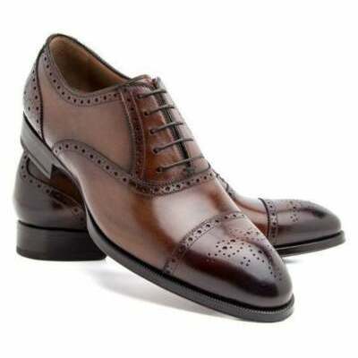 Brown oxford shoes men's fashion brown leather lace-up cap toe formal oxford