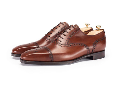  Made To Order Men Brown Color Full Brogue Cap Toe Genuine Leather Lace up Shoes image 1 Made To Order Men Brown Color Full Brogue Cap Toe Genuine Lea