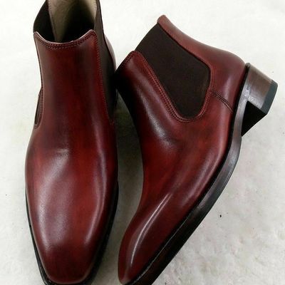 Handmade high ankle genuine leather casual boots men's chelsea leather boots - Thumbnail 5