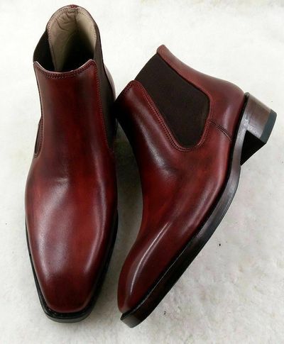 Handmade High Ankle Genuine Leather Casual Boots Men's Chelsea Leather Boots