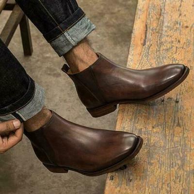 Handmade Men’s Brown Color Boots, Leather Ankle High Chelsea Dress Boots
