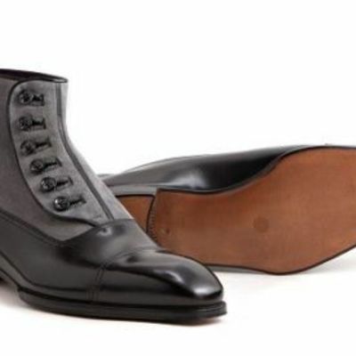 Men leather and suede button boots, men ankle leather button boots for men - Thumbnail 3