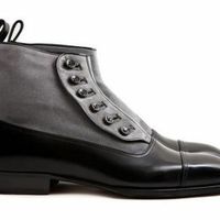 Men Leather And Suede Button Boots, Men Ankle Leather Button Boots For Men - Thumbnail 2