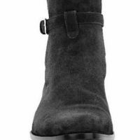 Men's Black Suede Leather Buckle Shoes Handmade Men's Jodhpurs High Ankle Leather Boot - Thumbnail 1