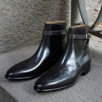 Handmade Men black Leather jodhpurs boot Men ankle leather boots Men ankle boots - Thumbnail 1