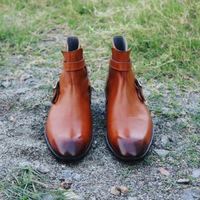 Handmade Men Tan Brown Jodhpurs Ankle Boot, Men Tan Color Ankle Casual Boot - Thumbnail 2