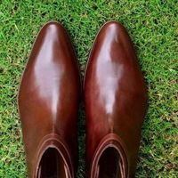 Men Handmade Brown Jodhpurs Leather Boots Men Ankle High Real Leather Boots - Thumbnail 1