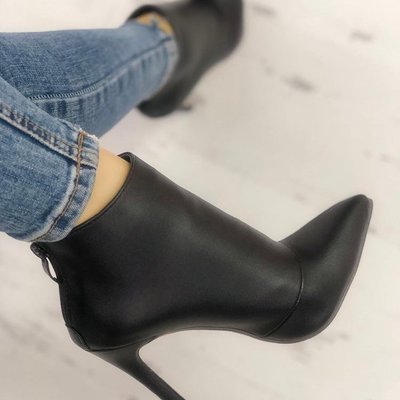 Winter new women's leather boots women's shoes back zipper short plush pointed g6752