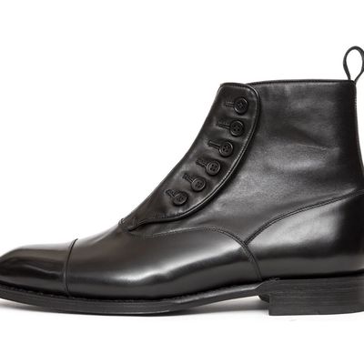 Handmade men black formal boot, men button leather boot ankle boot - Thumbnail 5