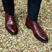 Handmade Men brown Cape toe ankle boots, Men formal leather boots, Men boots - Thumbnail 1