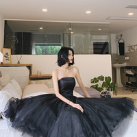 Black tulle short prom dress party dress - Thumbnail 2