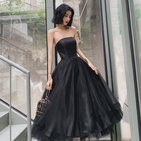 Black tulle short prom dress party dress - Thumbnail 3