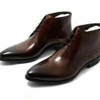 Men's brown leather new style chukka boots, Men's dress leather chukka boots - Thumbnail 4