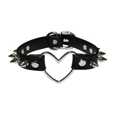 Spiked heart ring choker ( black )