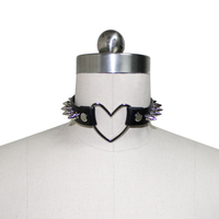 Spiked Heart Ring Choker ( Black ) - Thumbnail 1