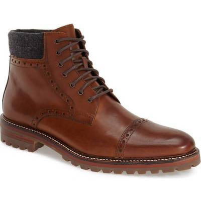  handmade mens fawn brogue cap toe boots leather oxford shoes - Thumbnail 5