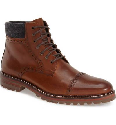  Handmade Mens Fawn Brogue Cap Toe Boots Leather Oxford Shoes