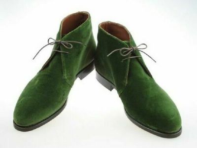 Handmade Stitched Men Classic Chukka Green Suede Ankle Boots