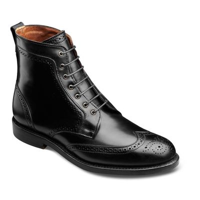 Handmade mens leather shoes wingtip dress black boots - Thumbnail 5