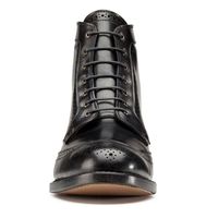 Handmade Mens Leather Shoes Wingtip Dress Black Boots - Thumbnail 1