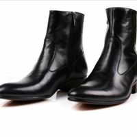 Handmade Men black ankle leather boot, men side zipper boot, men leather boot - Thumbnail 2