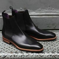 Handmade Men Black Chelsea Boots, Men Ankle Boots, Men Leather Boots - Thumbnail 1