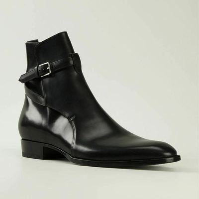 Handmade men black jodhpurs ankle boot, men ankle high leather boots - Thumbnail 4