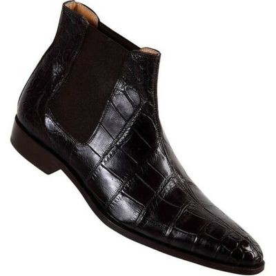 Men crocodile boots, men dark brown crocodile texture boots, mens boot - Thumbnail 5
