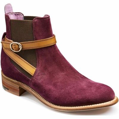 Handmade Men Jodhpurs Style Suede Leather PURPLE Ankle Boots Men leather boot