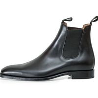 New Handmade Men's fashion Black Chelsea leather boot, Men ankle leather boots - Thumbnail 4