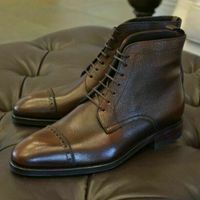 Handmade Men's Brown Leather Chukka Boots Men's Brown Cap Toe Ankle High Boots - Thumbnail 1