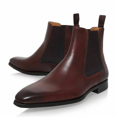 Handmade men maroon chelsea leather boot, men ankle leather boot, men's boot - Thumbnail 5