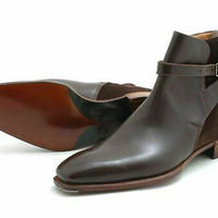 New Men's Handmade Jodhpurs Boots,Brown Original Suede & Leather Formal Boots - Thumbnail 4