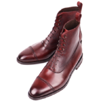 Vintage Leather Maroon High Ankle Burnished Pointed Cap Toe Lace up Men Boots - Thumbnail 1