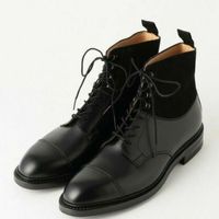 New Handmade Ankle High Cap Toe Leather Suede Boots, Black Leather Formal Boots - Thumbnail 1