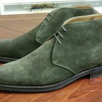 Men's green ankle suede leather Chukka boots, Men dress leather Chukka boots - Thumbnail 1