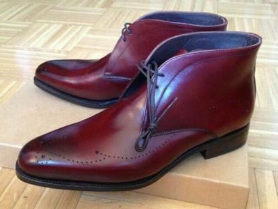 Men's burgundy brogue ankle leather Chukka boots Men dress leather Chukka boot