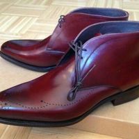 Men's burgundy brogue ankle leather Chukka boots Men dress leather Chukka boot - Thumbnail 4