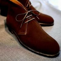 Handmade Men's Dark Brown Chukka boot, Men genuine suede boots, Suede boot mens - Thumbnail 1