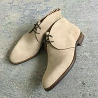 Handmade men Beige color Suede dress Boot Men's Suede shoes Men's Chukka boots - Thumbnail 1