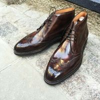 Men's brown brogue ankle leather Chukka boots, Men dress leather Chukka boots - Thumbnail 1