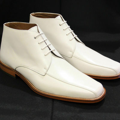 New handmade men,s chukka white boots, men ankle boots, men leather boots - Thumbnail 4