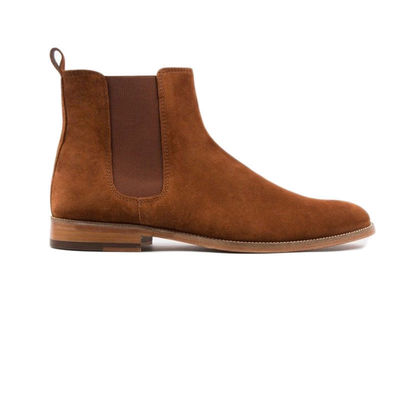 Men's chelsea leather boots tan suede boots custom made boots - Thumbnail 4