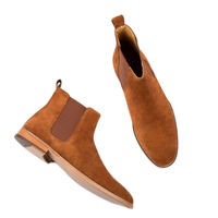 Men's Chelsea Leather Boots Tan Suede Boots Custom Made Boots - Thumbnail 1