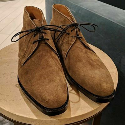 Handmade brown suede chukka boots for men custom made ankle high men shoes - Thumbnail 5