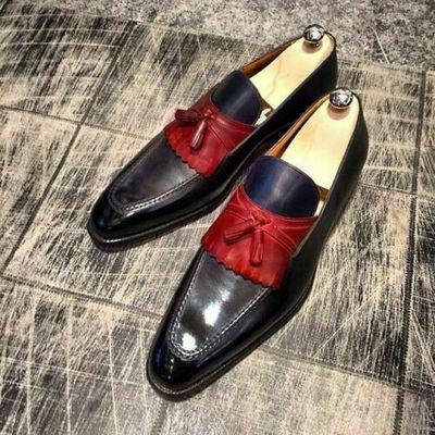 Men's Leather Handmade Moccasin Slip on Loafers Custom Leather Formal Shoes