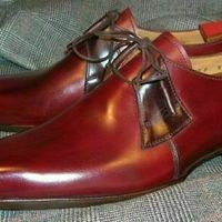 Men's Handmade Shoes Burgundy Leather Lace Up Formal Wear Casual Dress Shoes - Thumbnail 1