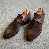 Handmade Brown Suede shoes, men's Monk Strap shoes, Men's Oxford shoes - Thumbnail 4
