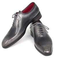 Men's Handmade Brogue Toe Grey Lace Up Formal Dress Custom Made Leather Shoes - Thumbnail 4