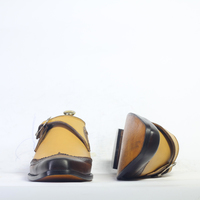 Handmade Tan & Brown Wing Tip Monk Steps Leather Shoes  - Thumbnail 3